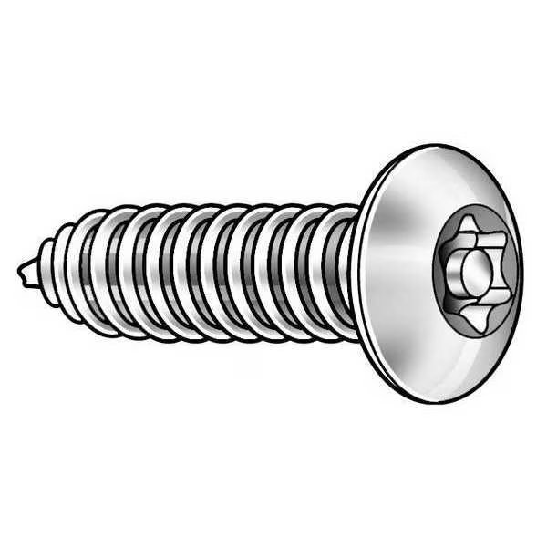 1-1/2 in Torx Button Tamper Resistant Screw, 18-8 Stainless Steel, Plain Finish, 10 PK, Tamper-Pruf Screws, Mfr#: 91430