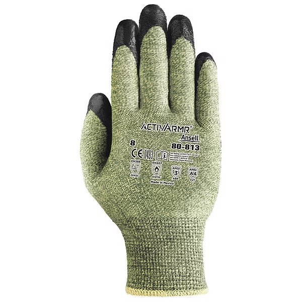 Cut Resistant Gloves, Green/Black, XS, PR, Ansell, Mfr#: 80-813