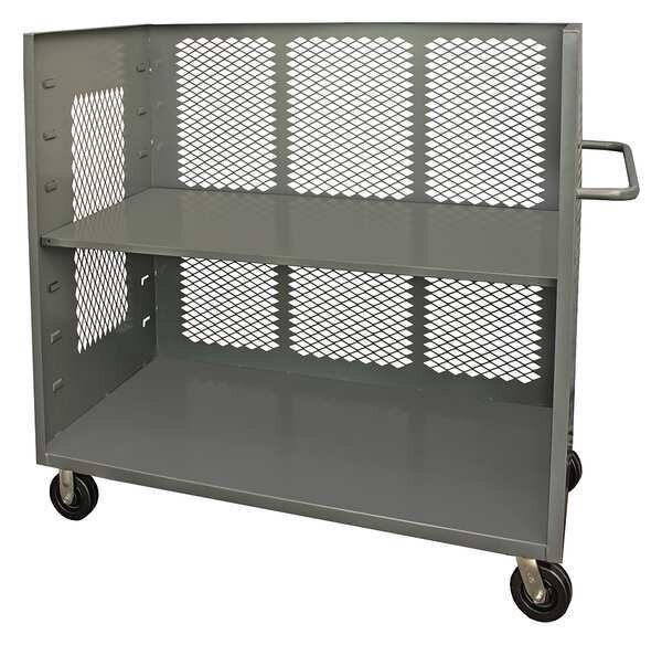 14 ga. Steel 3 Sided Mesh Stock Cart 2000 lb. Capacity, 78-1/2