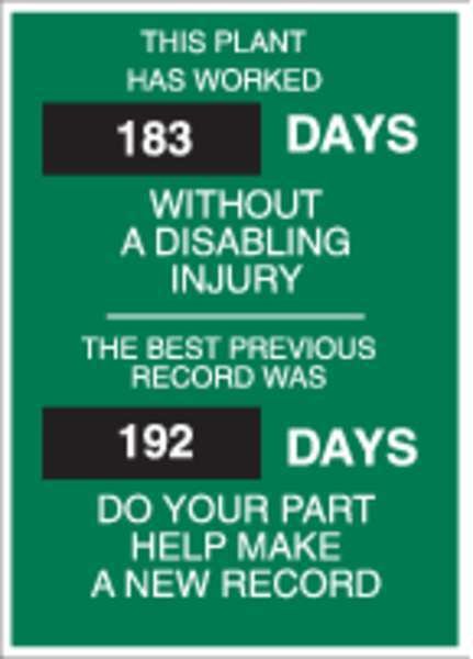Safety Scoreboard, 28 x 20In, ENG, Brady, Mfr#: 49111
