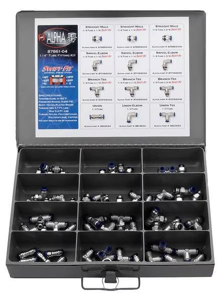 PTC Fittings Kit, 60 Pieces, 8mm Size, Aignep Usa, Mfr#: 50861N-8