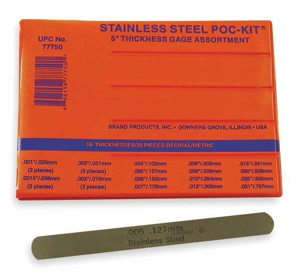 Feeler Gage Set, 20 PC, Precision Brand, Mfr#: 77750
