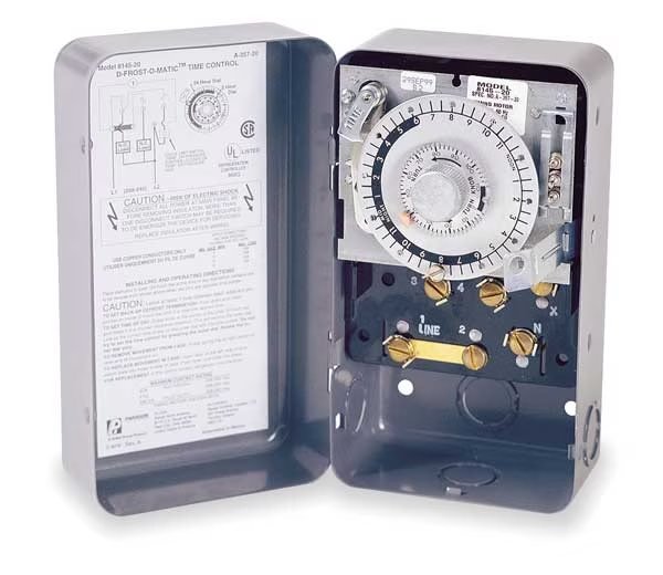 Defrost Timer Control, 208/240V AC, 40 A, SPDT, Heavy Steel, Temperature Or Pressure Termination, Paragon, Mfr#: 8145-20
