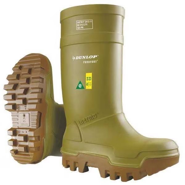 Size 8 Men's Steel Rubber Boot, Green, Dunlop, Mfr#: E662843