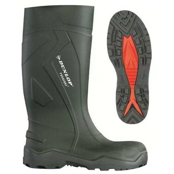 Size 13 Men's Steel Rubber Boot, Dark Green/Black, Dunlop, Mfr#: E762943