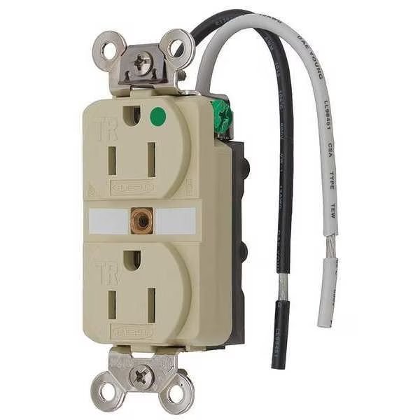 15A Duplex Receptacle 125VAC 5-15R IV, Hubbell, Mfr#: HBL8200SGIA