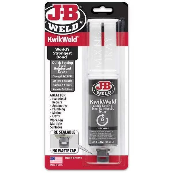 All Purpose Glue, KwikWeld Series, Clear, 0.85 oz, Bottle, 1:01 Mix Ratio, 4 hr Functional Cure, J-B Weld, Mfr#: 50176
