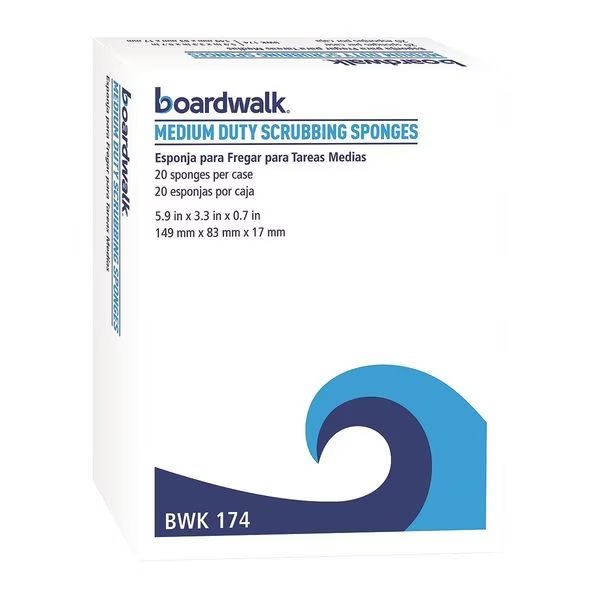 Med Duty Scrubbing Sponge, Ylw/Grn, PK20, Boardwalk, Mfr#: BWK174