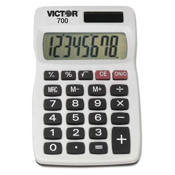 Calculator, 8Digit Handheld, White, Victor, Mfr#: 700
