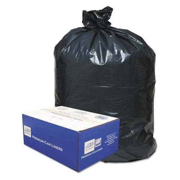 56 gal Trash Can Liners, 43 in x 47 in, Heavy-Duty, 0.9 mil, Black, 100 PK, Classic, Mfr#: WEBWRM48
