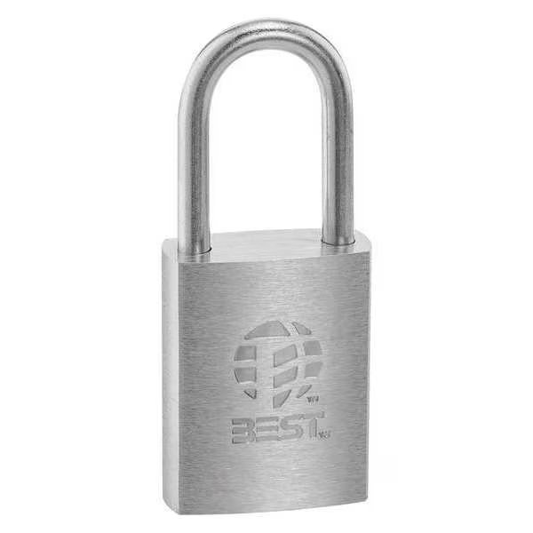 Padlock, Coreless, Long Shackle, Rectangular Zinc Alloy Body, Stainless Steel Shackle, 7/8 in W, Best, Mfr#: 11B722T