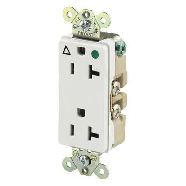 Receptacle, 20 A Amps, 125V AC, Flush Mount, Decorator Duplex Outlet, 5-20R, White, EnjoyTool Select, Mfr#: 9300IGW