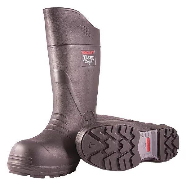 Flite Composite-Toe Rubber Boots, Aerex 1.5.5, Hardened Rubber, 15 in H, Black, Men's, Size 9, Tingley, Mfr#: 27251