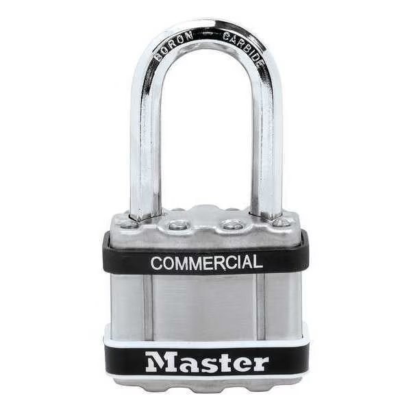 Padlock, Keyed Alike, Long Shackle, Square Stainless Steel Body, Boron Shackle, 15/16 in W, Master Lock, Mfr#: M5KALFSTS