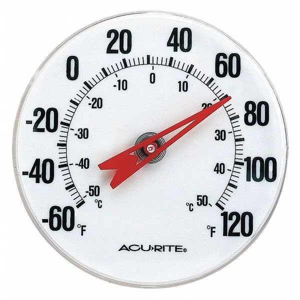 Analog Thermometer, 5" Dial Size, Acurite, Mfr#: 00346A3