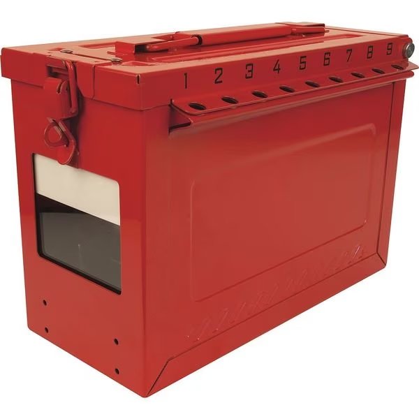 Group Lockout Box, Red, 9-1/16