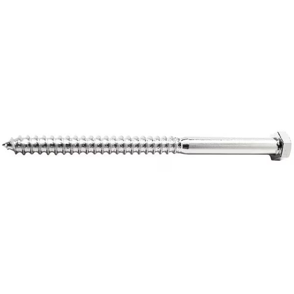 Lag Screw, 1/4 in, 4 in, 18-8 Stainless Steel, NL-19(SM) Hex External Hex Drive, 10 PK, Foreverbolt, Mfr#: FBLB144P10