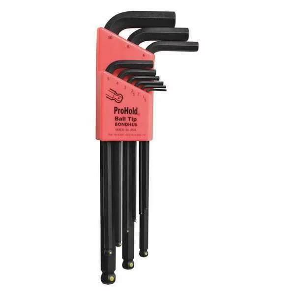 9 Piece Metric L-Shape Hex Key Set, 74999, Bondhus, Mfr#: 74999
