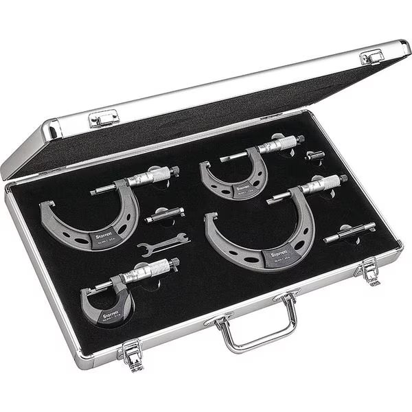 Outside Micrometer Set, 0 to 4" Range, Starrett, Mfr#: ST444.1BXRLZ