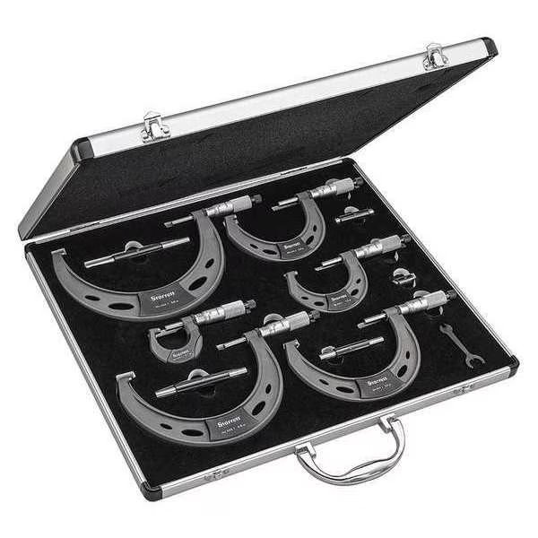 Outside Micrometer Set, 0 to 6" Range, Starrett, Mfr#: ST444.1CXRLZ