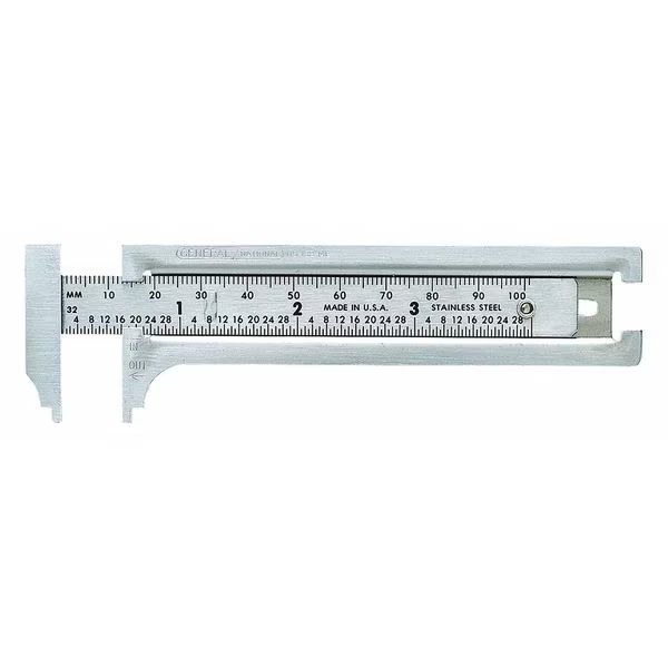 Pocket Slide Caliper, Steel, 1/2
