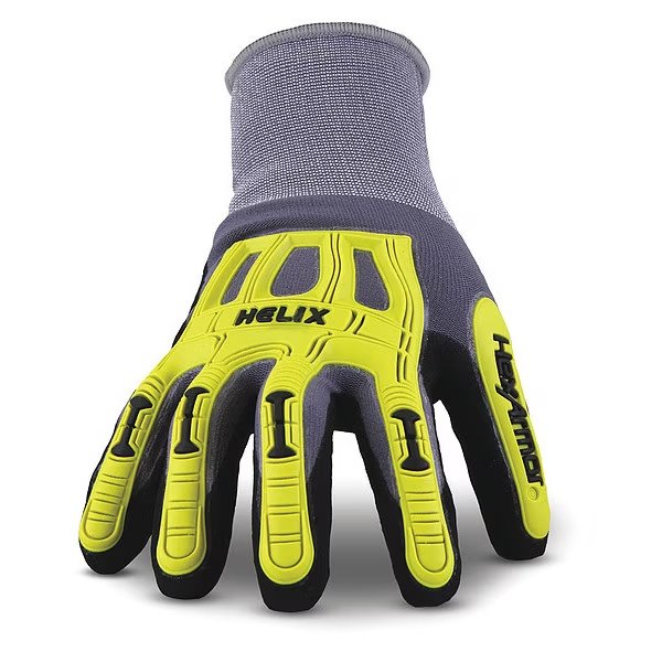 Hi-Vis Cut Resistant Coated Gloves, A1 Cut Level, 15 ga, Gray, XS, Hexarmor, Mfr#: 1095-XS (6)