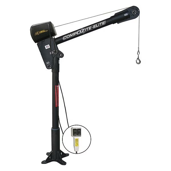 Davit Crane, 1,200 lb Capacity, 20 in to 42 in Reach, 0 in to 540 in Lift Range, Black, Oz Lifting Products, Mfr#: OZCF1200DAV-ACW