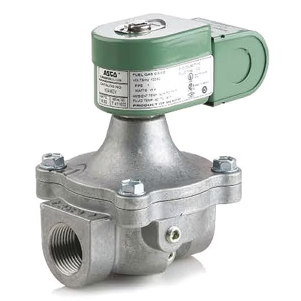 120/60V AC Aluminum Fuel Gas Solenoid Valve, Normally Closed, 1/2" Pipe Size, Redhat, Mfr#: K3A542V