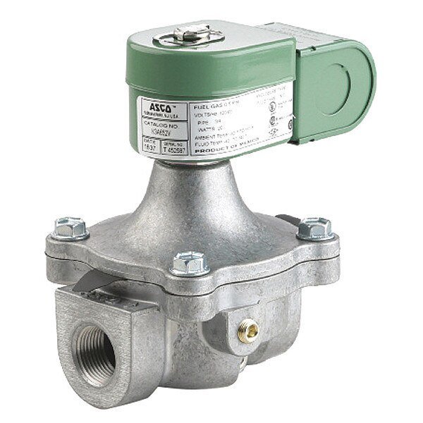 120/60V AC Aluminum Fuel Gas Solenoid Valve, Normally Closed, 1 1/4" Pipe Size, Redhat, Mfr#: K3A672V