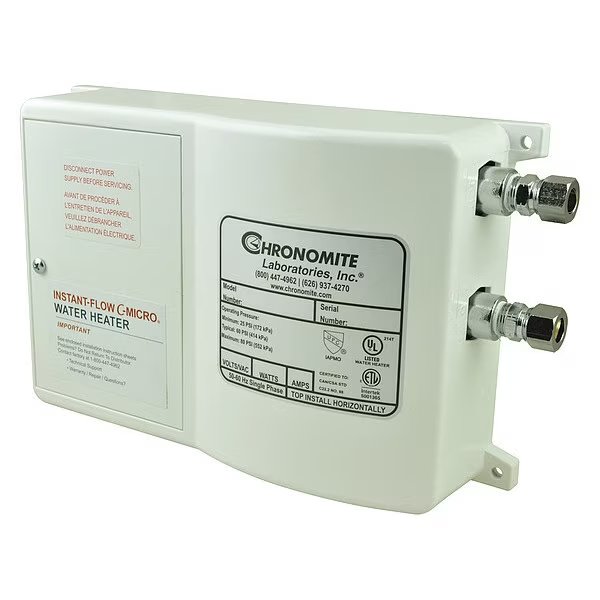 Electric Tankless Water Heater, Undersink, Single Phase, Chronomite Instant-Flow Micro, Mfr#: CM-12L/208 110F