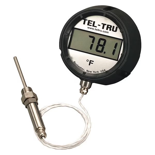 Digital Panel Mount Thermometer, RTD, 7" H, Tel-Tru, Mfr#: ND4RB09115-P22042-C1010