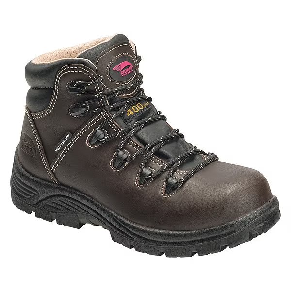 Size 9-1/2 Women's 6 in Work Boot Composite Work Boot, Brown, Avenger Safety Footwear, Mfr#: A7130