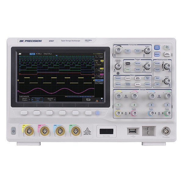 Bench Digitial Oscilloscope, 200 MHz, 4 Channels, 8.0 in Color TFT-LCD, B&K Precision, Mfr#: 2567