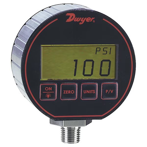Pressure Gage, 0 to 200 psi, 1/4 in MNPT, Black, Dwyer Instruments, Mfr#: DPG-106