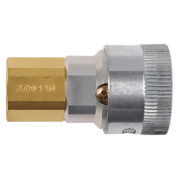 Air Hose Socket, 1/4, Brass, Steel
