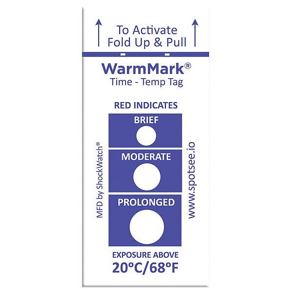 Temperature Indicator Label, Heat, PK100, Warmmark, Mfr#: WM 20/68