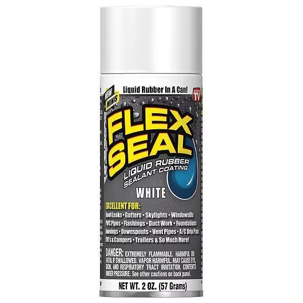 Leak Sealer 2 oz, Aerosol, White, Liquid, Flex Seal, Mfr#: FSWHTMINI