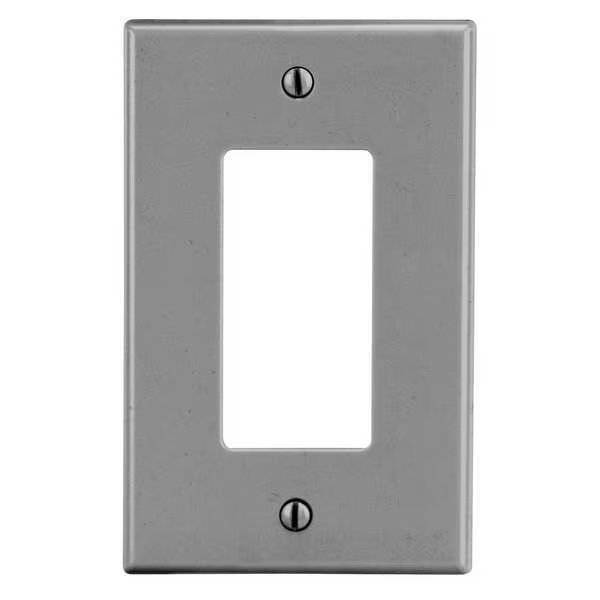 Rocker Wall Plate, Number of Gangs: 1 Plastic, Smooth Finish, Gray, Hubbell, Mfr#: PJ26GY