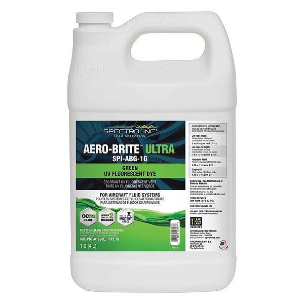 Aviation Leak Detection Dye, Green, Spectroline, Mfr#: SPI-ABG-1G