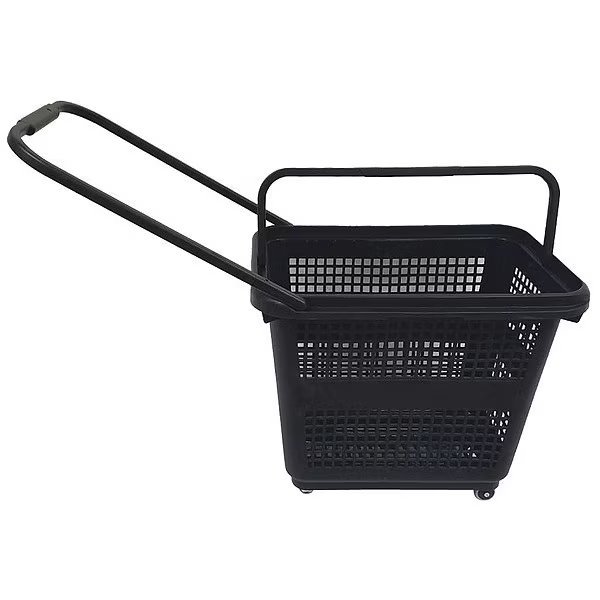 Rolling Hand Basket, Polypropylene, Black, Width: 15 3/4 in, Shopping Basket, Mfr#: 115545NEGO
