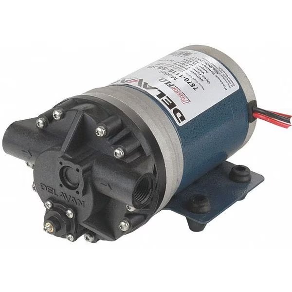 Diaphragm Pump, Polypropylene, Santoprene(R), 12VDC, 7.0 GPM, Delavan Fluid Power, Mfr#: 7870-111E-SB-HS