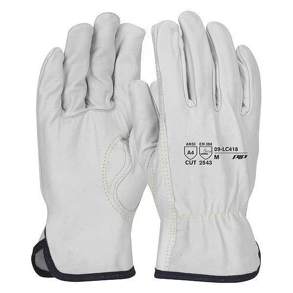 Leather Gloves, L, Gunn Cut, PR, PK12, Pip, Mfr#: 09-LC418/L