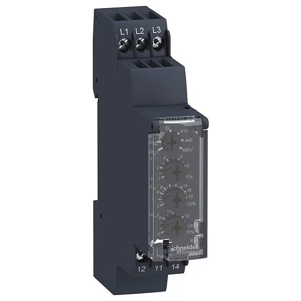 Voltage Sensing Relay, 5A, 12VDC, 6 Pins, Schneider Electric, Mfr#: RM17UAS14
