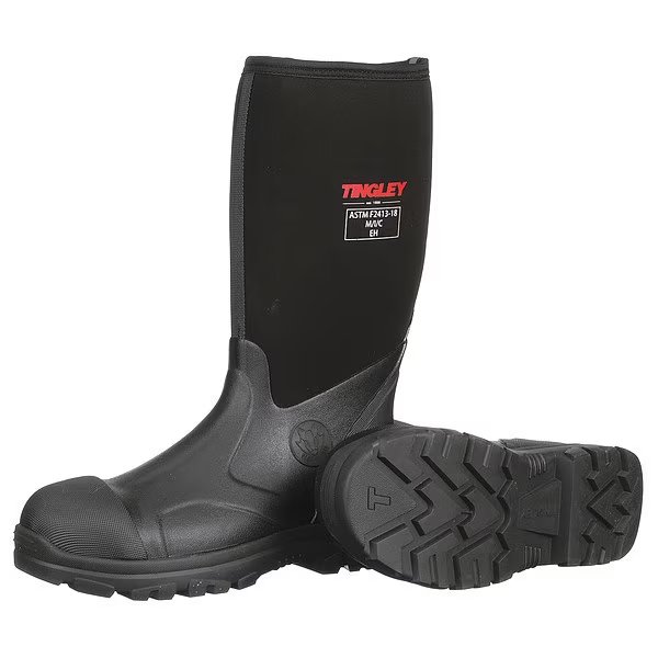 Rubber Boot, Men's, 11, Knee, Black, PR, Tingley, Mfr#: 87251