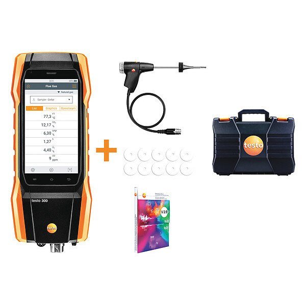 Combustion Analyzer, 23to113F, 21% v/vO2, Testo, Mfr#: 0564 3004 92