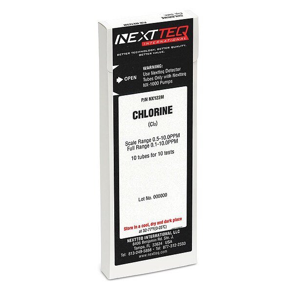 Detector Tube, For Chlorine, Glass, Nextteq, Mfr#: NX122M