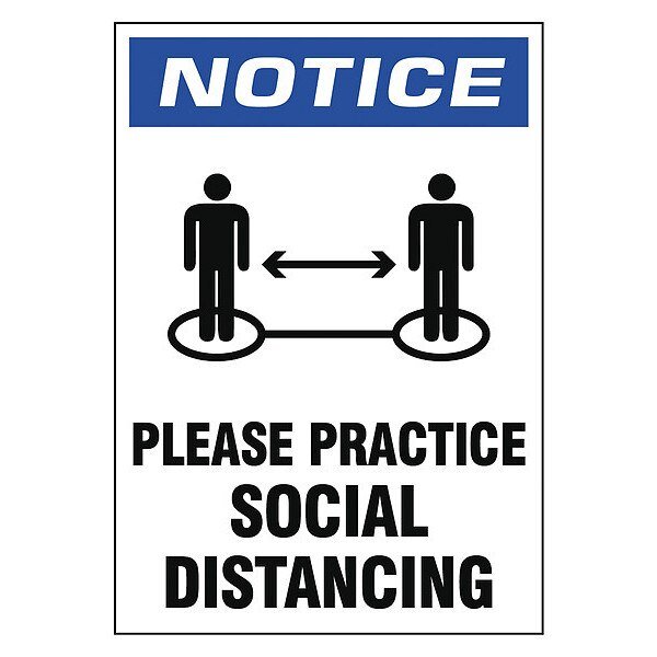 Practice Social Distancing Sign, 7" W x 10" H, English, Vinyl, EnjoyTool Select, Mfr#: N522-107-V
