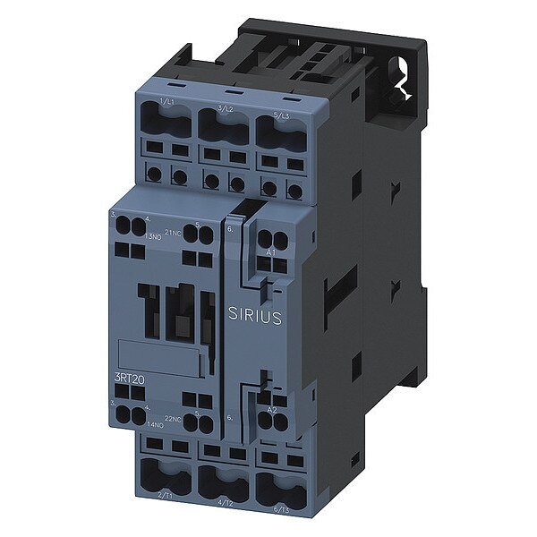 Power Contactor, 3 Poles, 110V AC, 25 A, Siemens, Mfr#: 3RT20262AG20