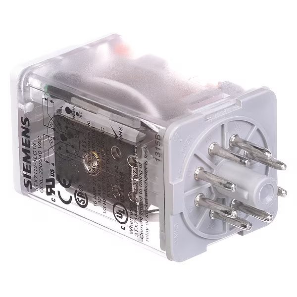 Plug-In Relay, 240V AC Coil Volts, Octal, 8 Pin, DPDT, Siemens, Mfr#: 3TX7112-1LG13