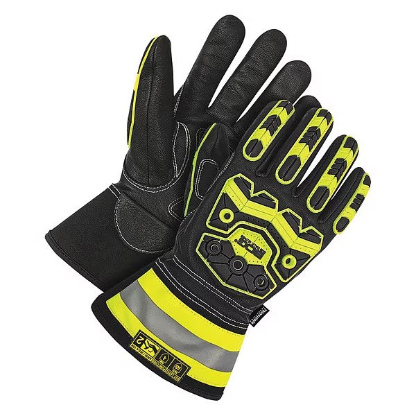 Cut-Resistant Leather Impact Gloves, A5 Cut Level, Black/Yellow, 2XL, Bdg, Mfr#: 20-9-10753-X2L-K